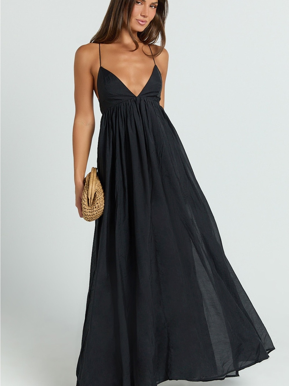 Showpo Black Spaghetti-Strap Maxi Dress
